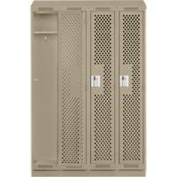 Clean Line Lockers, Bank of 4, 48" x 18" x 82", Steel, Grey, Rivet (Assembled), Perforated Ontario Safety Products