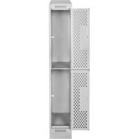 Casiers Clean Line, 2 niveaux, 12" x 12" x 82", Acier, Gris, Rivet (assembl&eacute;), Perfor&eacute; Ontario Safety Products