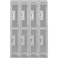 Clean Line Lockers, 2 -tier, Bank of 4, 48" x 12" x 82", Steel, Grey, Rivet (Assembled), Perforated Ontario Safety Products