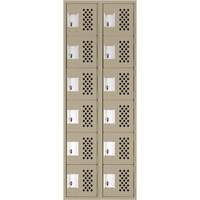 Assembled Lockerettes Clean Line Perforated Economy Lockers, 6 -tier, Bank of 2, 18" x 72" x 12", Steel Ontario Safety Products