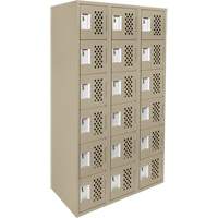 Assembled Lockerettes Clean Line Perforated Economy Lockers, 6 -tier, Bank of 3, 18" x 72" x 12", Steel Ontario Safety Products