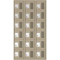 Assembled Lockerettes Clean Line Perforated Economy Lockers, 6 -tier, Bank of 3, 18" x 72" x 12", Steel Ontario Safety Products