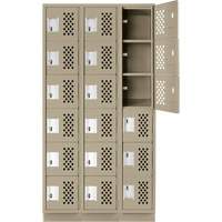 Assembled Lockerettes Clean Line Perforated Economy Lockers, 6 -tier, Bank of 3, 18" x 72" x 12", Steel Ontario Safety Products