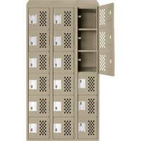 Assembled Lockerettes Clean Line Perforated Economy Lockers, 6 -tier, Bank of 3, 18" x 72" x 12", Steel Ontario Safety Products
