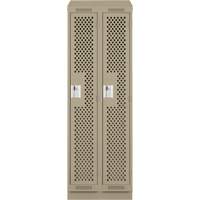 Clean Line Lockers, Bank of 2, 24" x 12" x 82", Steel, Beige, Rivet (Assembled), Perforated Ontario Safety Products