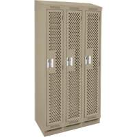 Clean Line Lockers, Bank of 3, 36" x 18" x 82", Steel, Beige, Rivet (Assembled), Perforated Ontario Safety Products