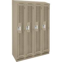 Clean Line Lockers, Bank of 4, 48" x 18" x 82", Steel, Beige, Rivet (Assembled), Perforated Ontario Safety Products