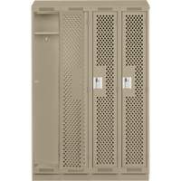 Clean Line Lockers, Bank of 4, 48" x 18" x 82", Steel, Beige, Rivet (Assembled), Perforated Ontario Safety Products