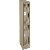 Clean Line Lockers, 2 -tier, 12" x 12" x 82", Steel, Beige, Rivet (Assembled), Perforated Ontario Safety Products