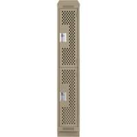 Clean Line Lockers, 2 -tier, 12" x 12" x 82", Steel, Beige, Rivet (Assembled), Perforated Ontario Safety Products