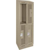 Clean Line Lockers, 2 -tier, Bank of 2, 24" x 12" x 82", Steel, Beige, Rivet (Assembled), Perforated Ontario Safety Products