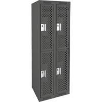 Clean Line Lockers, 2 -tier, Bank of 2, 24" x 12" x 72", Steel, Charcoal, Rivet (Assembled), Perforated Ontario Safety Products