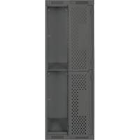 Clean Line Lockers, 2 -tier, Bank of 2, 24" x 12" x 72", Steel, Charcoal, Rivet (Assembled), Perforated Ontario Safety Products