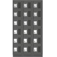 Assembled Lockerettes Clean Line Perforated Economy Lockers, 6 -tier, Bank of 3, 18" x 72" x 12", Steel Ontario Safety Products