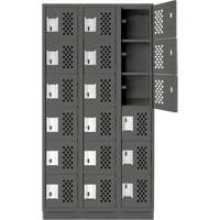 Assembled Lockerettes Clean Line Perforated Economy Lockers, 6 -tier, Bank of 3, 18" x 72" x 12", Steel Ontario Safety Products