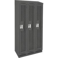 Clean Line Lockers, Bank of 3, 36" x 18" x 82", Steel, Charcoal, Rivet (Assembled), Perforated Ontario Safety Products