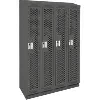 Clean Line Lockers, Bank of 4, 48" x 18" x 82", Steel, Charcoal, Rivet (Assembled), Perforated Ontario Safety Products