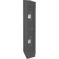 Clean Line Lockers, 2 -tier, 12" x 12" x 82", Steel, Charcoal, Rivet (Assembled), Perforated Ontario Safety Products