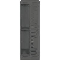 Clean Line Lockers, 2 -tier, Bank of 2, 24" x 12" x 82", Steel, Charcoal, Rivet (Assembled), Perforated Ontario Safety Products