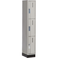 Concorde Heavy-Duty Lockers, 3 -tier, 12" x 18" x 76", Steel, Grey, Welded (Assembled) Ontario Safety Products