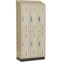 Concorde Heavy-Duty Lockers, 2 -tier, Bank of 3, 36" x 18" x 82", Steel, Beige, Welded (Assembled) Ontario Safety Products