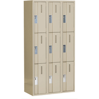 Concorde Heavy-Duty Lockers, 3 -tier, Bank of 3, 36" x 18" x 72", Steel, Beige, Welded (Assembled) Ontario Safety Products