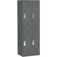 Concorde Heavy-Duty Lockers, 2 -tier, Bank of 2, 24" x 18" x 72", Steel, Charcoal, Welded (Assembled) Ontario Safety Products