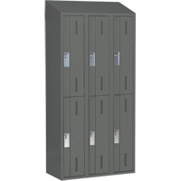 Concorde Heavy-Duty Lockers, 2 -tier, Bank of 3, 36" x 18" x 78", Steel, Charcoal, Welded (Assembled) Ontario Safety Products
