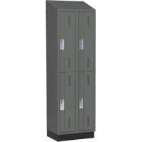 Concorde Heavy-Duty Lockers, 2 -tier, Bank of 2, 24" x 18" x 82", Steel, Charcoal, Welded (Assembled) Ontario Safety Products