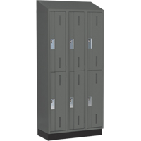 Concorde Heavy-Duty Lockers, 2 -tier, Bank of 3, 36" x 18" x 82", Steel, Charcoal, Welded (Assembled) Ontario Safety Products
