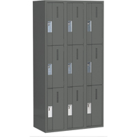 Concorde Heavy-Duty Lockers, 3 -tier, Bank of 3, 36" x 18" x 72", Steel, Charcoal, Welded (Assembled) Ontario Safety Products