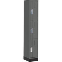 Concorde Heavy-Duty Lockers, 3 -tier, 12" x 18" x 76", Steel, Charcoal, Welded (Assembled) Ontario Safety Products