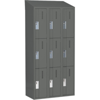 Concorde Heavy-Duty Lockers, 3 -tier, Bank of 3, 36" x 18" x 78", Steel, Charcoal, Welded (Assembled) Ontario Safety Products