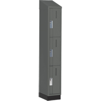 Concorde Heavy-Duty Lockers, 3 -tier, 12" x 18" x 82", Steel, Charcoal, Welded (Assembled) Ontario Safety Products