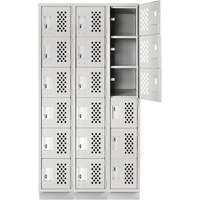 Assembled Lockerettes Clean Line Perforated Economy Lockers, 6 -tier, Bank of 3, 18" x 72" x 12", Steel Ontario Safety Products