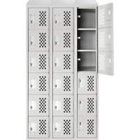 Assembled Lockerettes Clean Line Perforated Economy Lockers, 6 -tier, Bank of 3, 18" x 72" x 12", Steel Ontario Safety Products