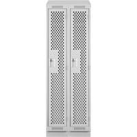 Clean Line Lockers, Bank of 2, 24" x 18" x 82", Steel, Grey, Rivet (Assembled), Perforated Ontario Safety Products