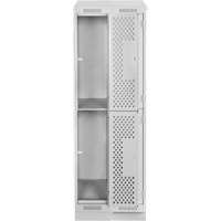 Clean Line Lockers, 2 -tier, Bank of 2, 24" x 12" x 82", Steel, Grey, Rivet (Assembled), Perforated Ontario Safety Products