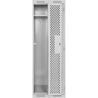 Clean Line™ Lockers, Bank of 2, 24" x 12" x 72", Steel, Grey, Rivet (Assembled), Perforated FK225 | Ontario Safety Product