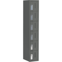Concorde Heavy-Duty Lockers, 6 -tier, 12" x 18" x 72", Steel, Charcoal, Welded (Assembled) Ontario Safety Products