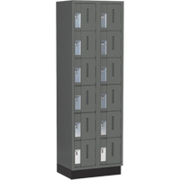 Concorde Heavy-Duty Lockers, 6 -tier, Bank of 2, 24" x 18" x 76", Steel, Charcoal, Welded (Assembled) Ontario Safety Products