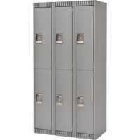 Lockers, 2 -tier, Bank of 3, 36" x 18" x 72", Steel, Grey, Knocked Down Ontario Safety Products