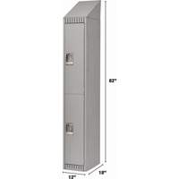 Lockers, 2 -tier, 12" x 18" x 82", Steel, Grey, Knocked Down Ontario Safety Products