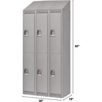 Lockers, 2 -tier, Bank of 3, 36" x 18" x 82", Steel, Grey, Knocked Down Ontario Safety Products