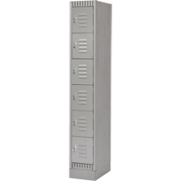 Lockers, 6 -tier, 12" x 18" x 76", Steel, Grey, Knocked Down Ontario Safety Products