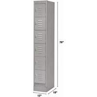 Lockers, 6 -tier, 12" x 18" x 76", Steel, Grey, Knocked Down Ontario Safety Products