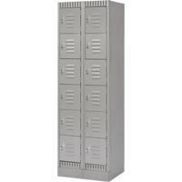 Lockers, 6 -tier, Bank of 2, 24" x 18" x 76", Steel, Grey, Knocked Down Ontario Safety Products