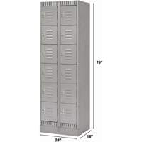 Lockers, 6 -tier, Bank of 2, 24" x 18" x 76", Steel, Grey, Knocked Down Ontario Safety Products