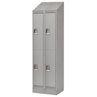 Lockers, 2 -tier, Bank of 2, 24" x 18" x 86", Steel, Grey, Knocked Down Ontario Safety Products