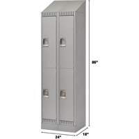 Lockers, 2 -tier, Bank of 2, 24" x 18" x 86", Steel, Grey, Knocked Down Ontario Safety Products
